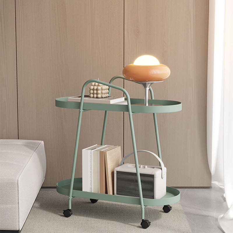 25.19" Tall 4 Legs Side Table with Metal Shelves Oval End Table Stand Clearhalo 'Coffee & Accent Tables' 'End & Side Tables' 'end_side_tables' 'furn' 'furn_end_side_tables' 'Furniture' 'Living Room Furniture' 6918669