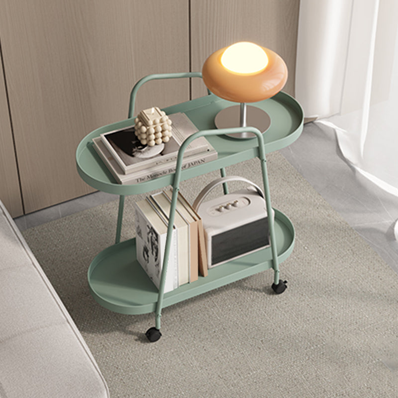 25.19" Tall 4 Legs Side Table with Metal Shelves Oval End Table Stand Clearhalo 'Coffee & Accent Tables' 'End & Side Tables' 'end_side_tables' 'furn' 'furn_end_side_tables' 'Furniture' 'Living Room Furniture' 6918680