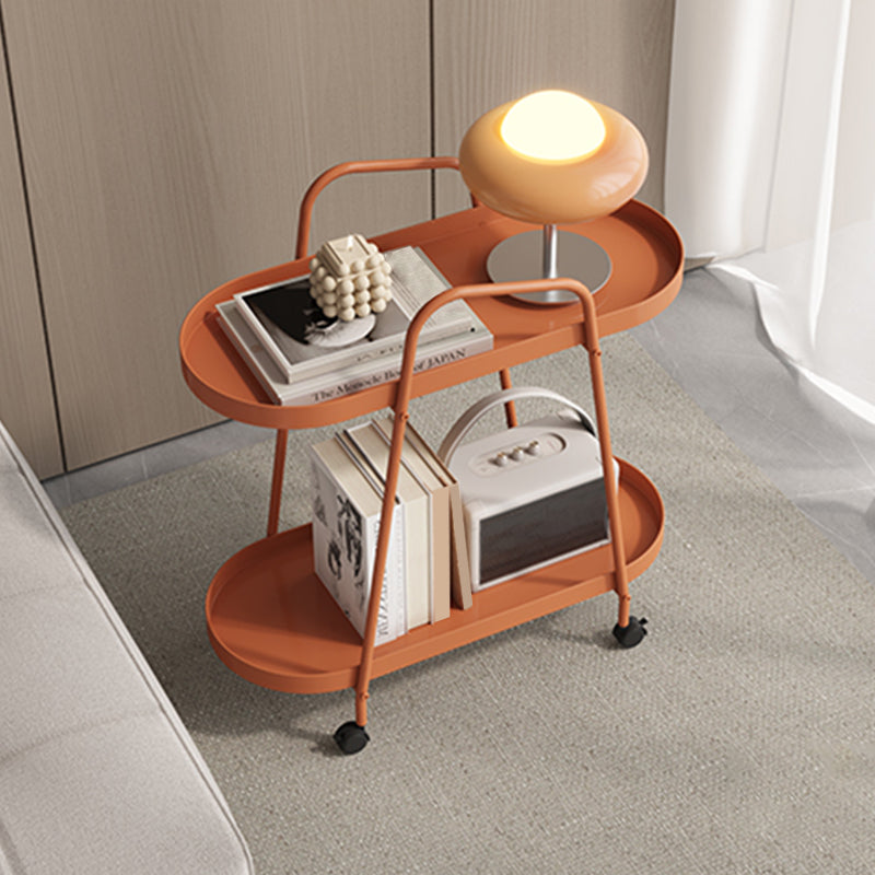 25.19" Tall 4 Legs Side Table with Metal Shelves Oval End Table Stand Clearhalo 'Coffee & Accent Tables' 'End & Side Tables' 'end_side_tables' 'furn' 'furn_end_side_tables' 'Furniture' 'Living Room Furniture' 6918683