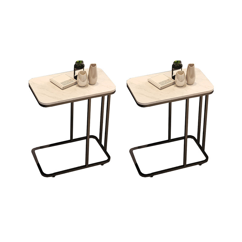 23.62" Tall Marble Top Side Accent Table Metal Frame End Table