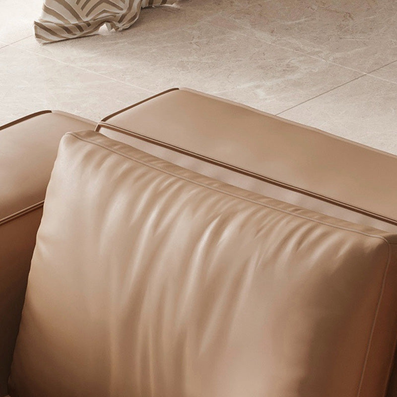 Sofá de brazo cuadrado de cuero marrón genuino estilo moderno para sala de bonificación