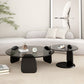 Glass Top Coffee Table Contemporary 3 Legs Coffee Cocktail Table Black Clearhalo 'Coffee & Accent Tables' 'Coffee Tables' 'coffee_tables' 'furn' 'furn_coffee_tables' 'Furniture' 'Living Room Furniture' 6918826