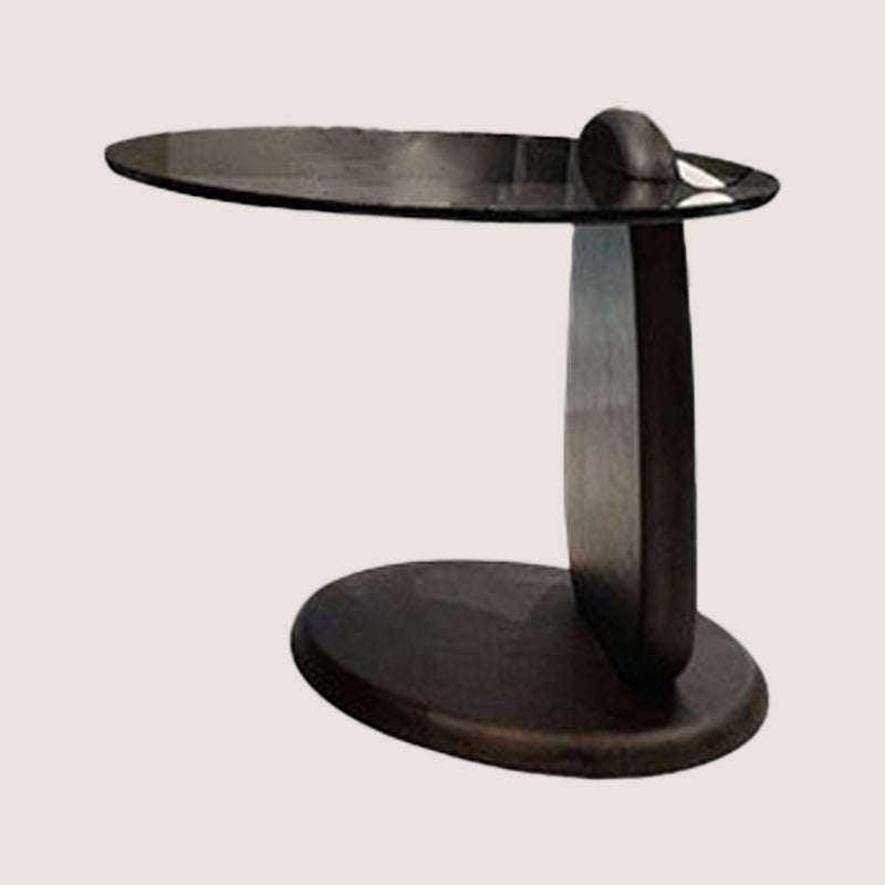 Glass Top Coffee Table Contemporary 3 Legs Coffee Cocktail Table 20"L x 20"W x 16"H Walnut Clearhalo 'Coffee & Accent Tables' 'Coffee Tables' 'coffee_tables' 'furn' 'furn_coffee_tables' 'Furniture' 'Living Room Furniture' 6918829