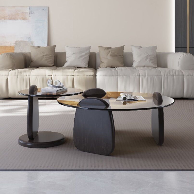 Glass Top Coffee Table Contemporary 3 Legs Coffee Cocktail Table Clearhalo 'Coffee & Accent Tables' 'Coffee Tables' 'coffee_tables' 'furn' 'furn_coffee_tables' 'Furniture' 'Living Room Furniture' 6918831