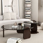 Glass Top Coffee Table Contemporary 3 Legs Coffee Cocktail Table Walnut Clearhalo 'Coffee & Accent Tables' 'Coffee Tables' 'coffee_tables' 'furn' 'furn_coffee_tables' 'Furniture' 'Living Room Furniture' 6918832