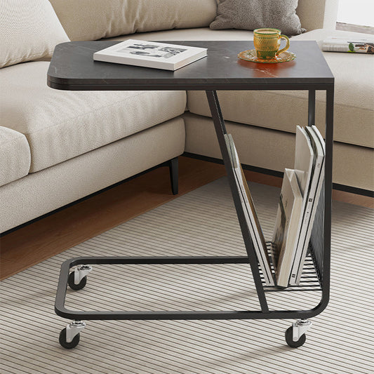 Contemporary C-shape Side Table Black/Gold Metal Side End Snack Table