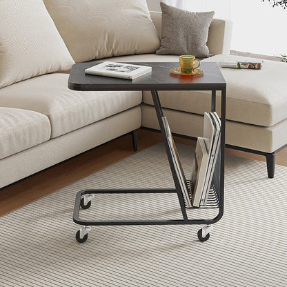 Contemporary C-shape Side Table Black/Gold Metal Side End Snack Table Black 1
