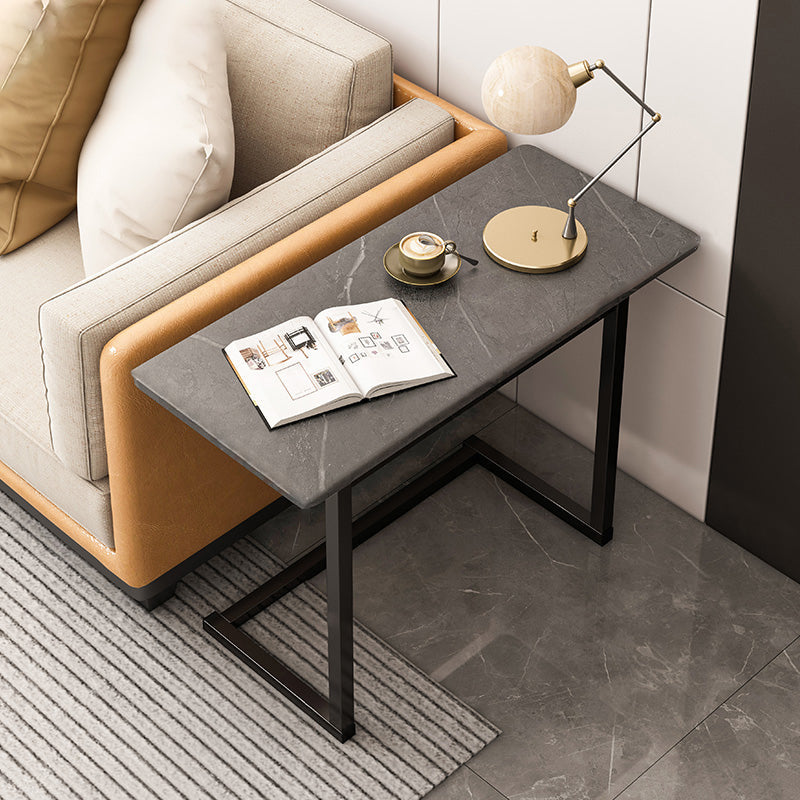 Contemporary C-shape Side Table Black/Gold Metal Side End Snack Table