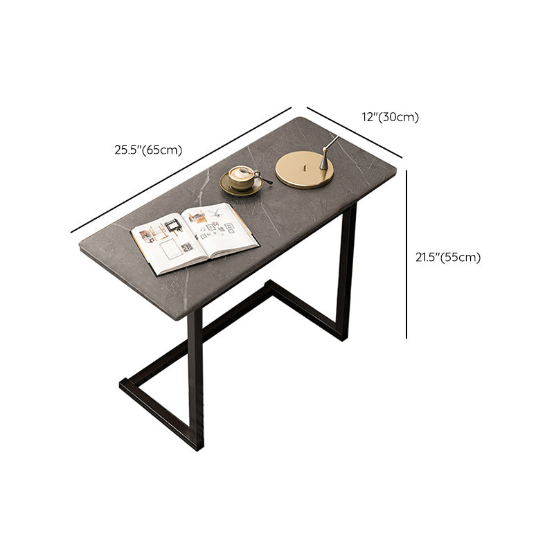 Contemporary C-shape Side Table Black/Gold Metal Side End Snack Table