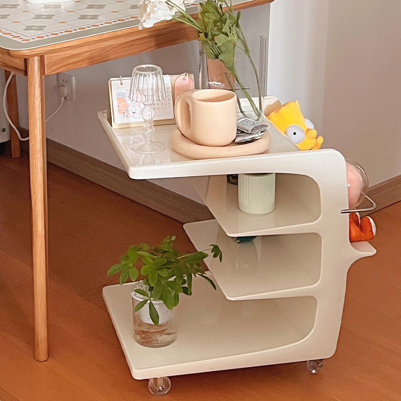 Modern Acrylic Sofa Side Accent Table 21.65" High End Table with Storage