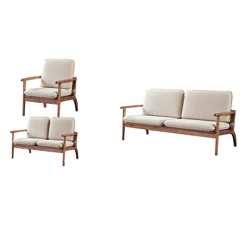 Fabric Sofa in Wooden with Wood Arm Contemporary Living Room Seating 1-Seater Sofa & 2-Seater Sofa & 3-Seater Sofa Cotton and Linen Clearhalo 'furn' 'furn_sofas' 'Furniture' 'Living Room Furniture' 'Sofa' 'sofas' 6918913