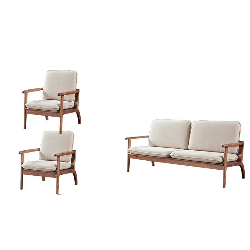 Fabric Sofa in Wooden with Wood Arm Contemporary Living Room Seating 1-Seater Sofa & 1-Seater Sofa & 3-Seater Sofa Cotton and Linen Clearhalo 'furn' 'furn_sofas' 'Furniture' 'Living Room Furniture' 'Sofa' 'sofas' 6918923