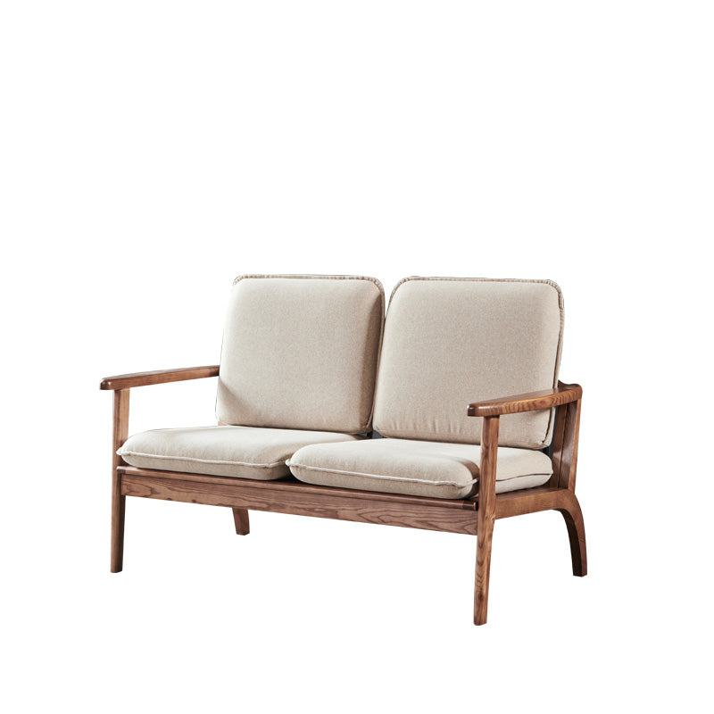 Fabric Sofa in Wooden with Wood Arm Contemporary Living Room Seating 2-Seater Sofa Cotton and Linen Clearhalo 'furn' 'furn_sofas' 'Furniture' 'Living Room Furniture' 'Sofa' 'sofas' 6918924