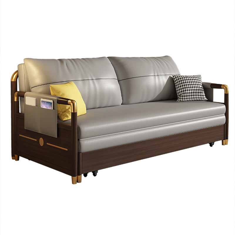 Contemporary Storage Sleeper Sofa Solid Wood  Square Arm Sofa Bed
