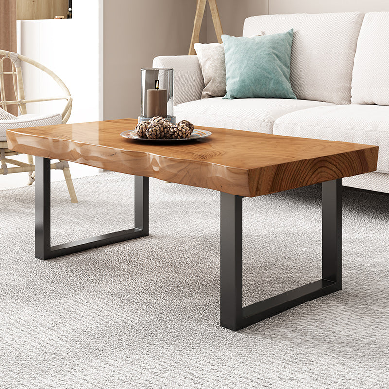 Table basse contemporaine en traîneau Table de cocktail basse rectangulaire en bois massif