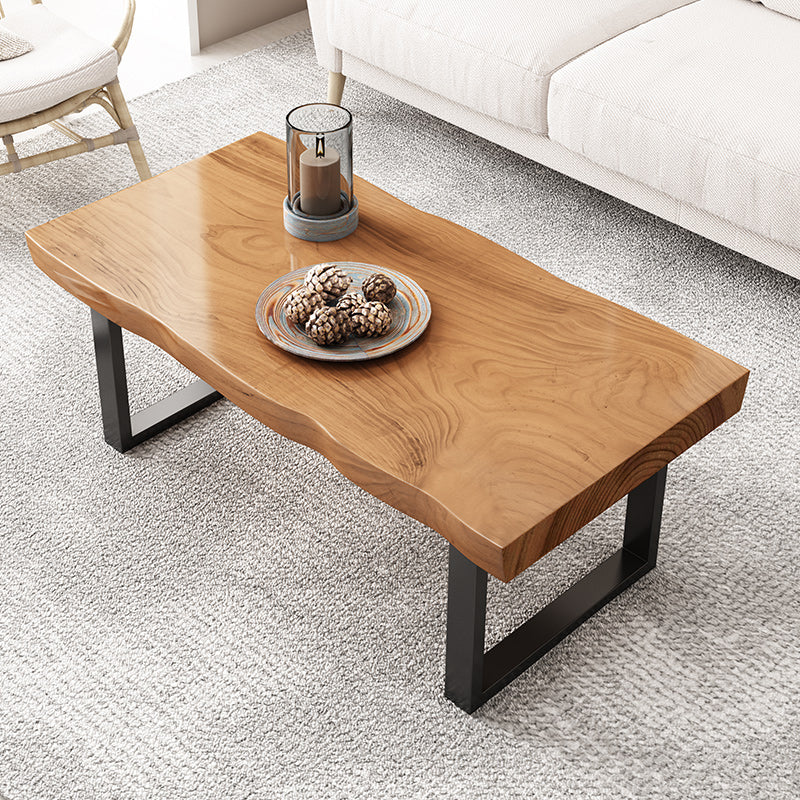 Table basse contemporaine en traîneau Table de cocktail basse rectangulaire en bois massif