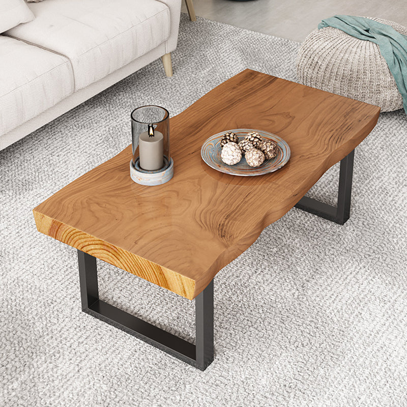 Table basse contemporaine en traîneau Table de cocktail basse rectangulaire en bois massif