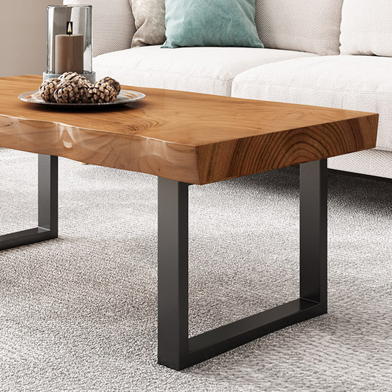 Table basse contemporaine en traîneau Table de cocktail basse rectangulaire en bois massif