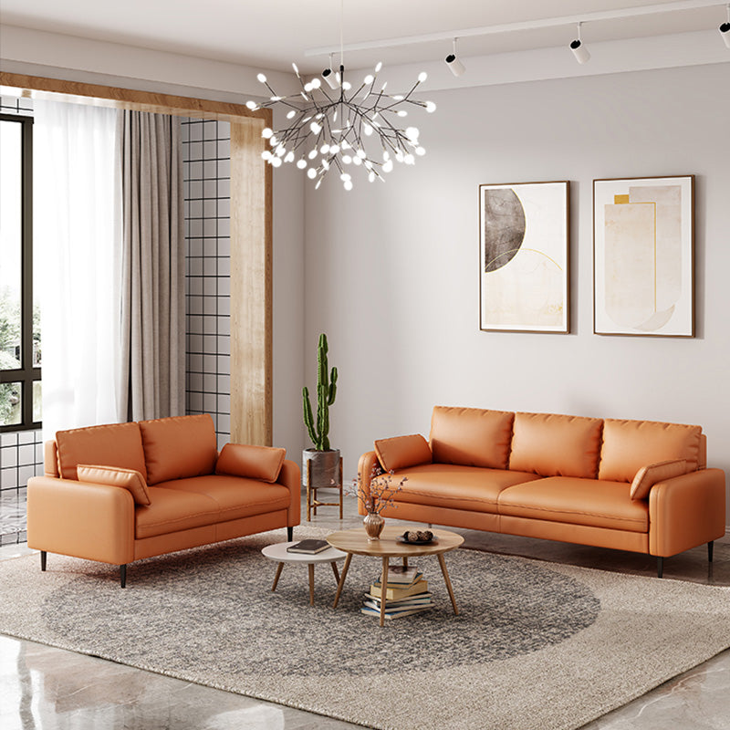 Setente de tela con cuatro patas Sofá contemporánea con almohadas de refuerzo