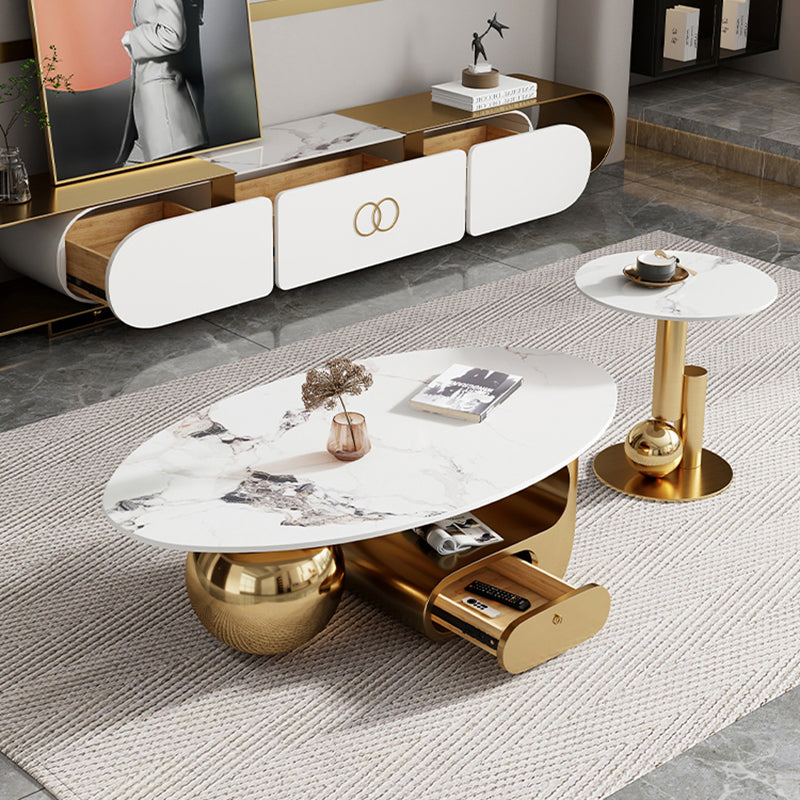 Slate Top Bunching Tables Abstract Coffee Cocktail Table with Storage Drawers Clearhalo 'Coffee & Accent Tables' 'Coffee Tables' 'coffee_tables' 'furn' 'furn_coffee_tables' 'Furniture' 'Living Room Furniture' 6919163