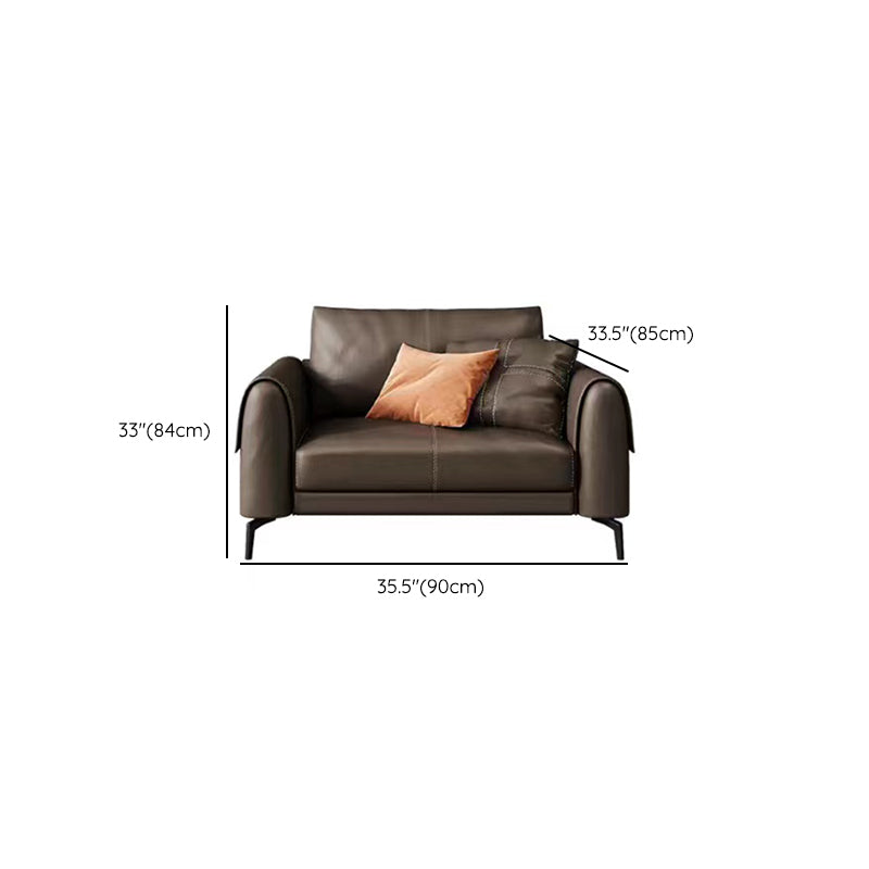 暗褐色のモダンなルーズバックシートのボーナスルームレザーソファ