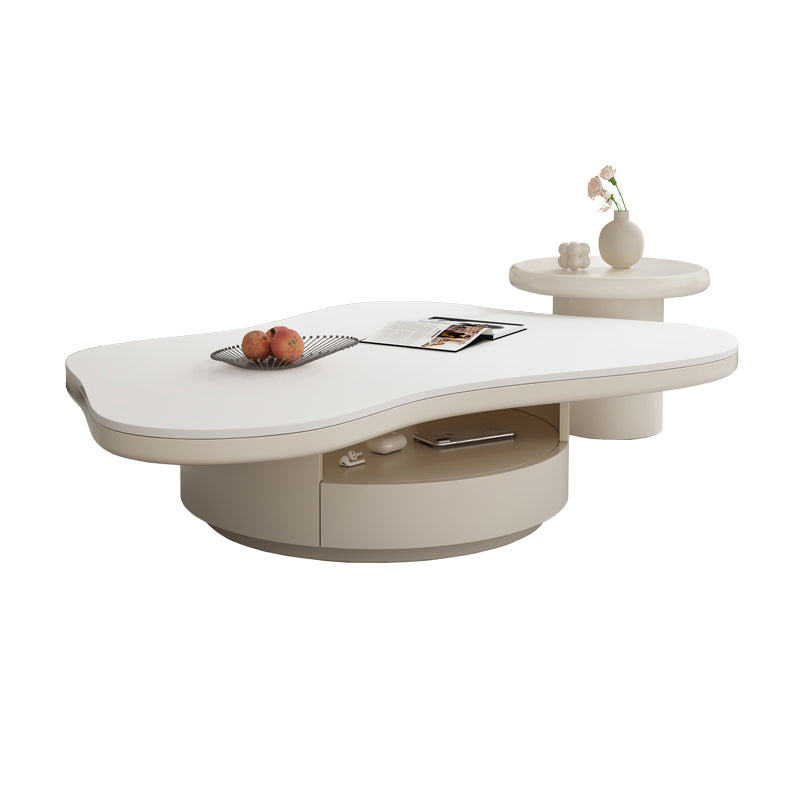 Slate Top Coffee Table Abstract Coffee Cocktail Table with Storage Drawers White Clearhalo 'Coffee & Accent Tables' 'Coffee Tables' 'coffee_tables' 'furn' 'furn_coffee_tables' 'Furniture' 'Living Room Furniture' 6919215