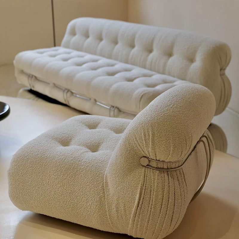 Casual armloze kussens stoelen standaard bank in wit voor bonusruimte