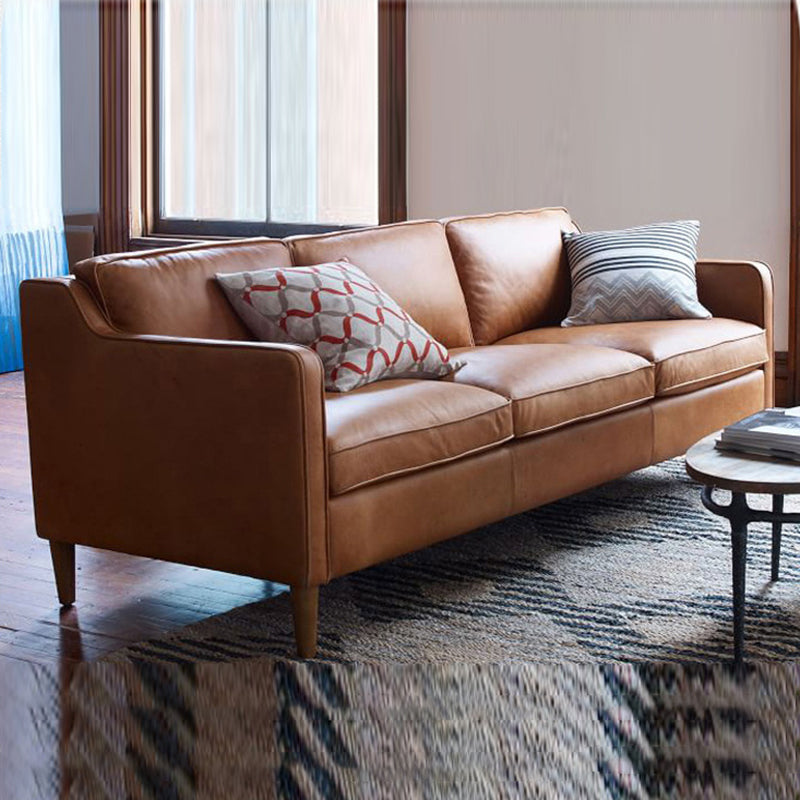 リビングルーム用のボルスター枕の座席付きコンテンポラリースタイルのレザーソファ