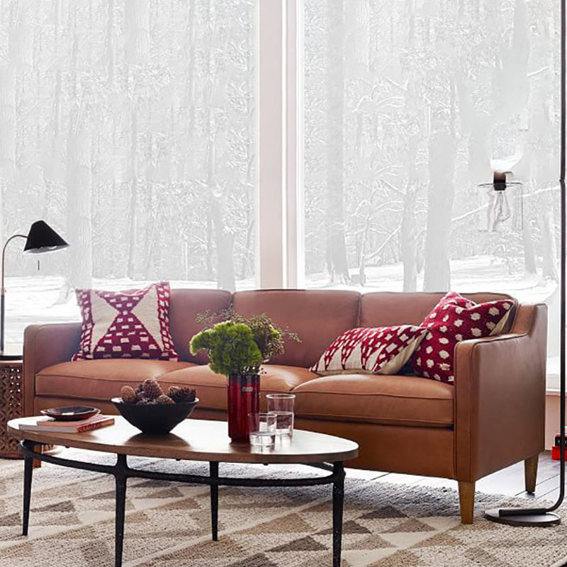 リビングルーム用のボルスター枕の座席付きコンテンポラリースタイルのレザーソファ