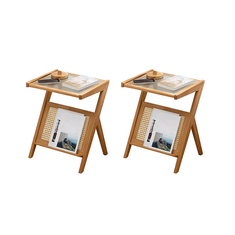 Rustic Abstract Side Table Rectangular Rattan Sofa Side Accent Table