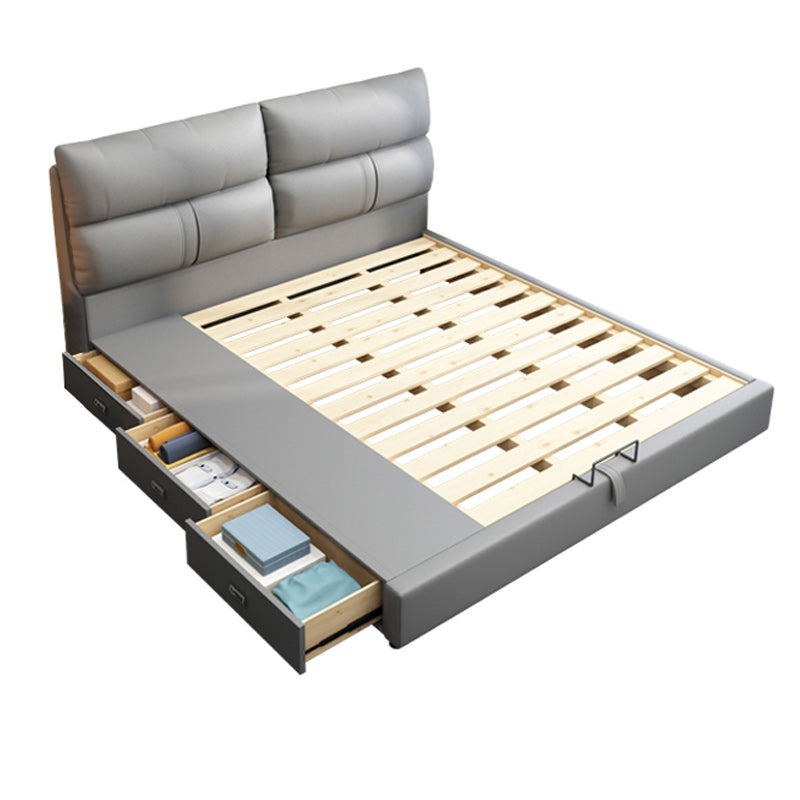 Mattress Included Platform Bed Frame Upholstered Headboard Platform Bed Pull-Out Storage Single Bed Clearhalo 'Bedroom Furniture' 'Beds' 'furn' 'furn_beds' 'Furniture' 6919448