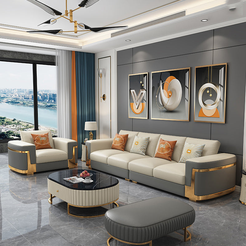 Glamstil quadratisch getuftetes Sofa Ledersofa in Armut für Wohnzimmer