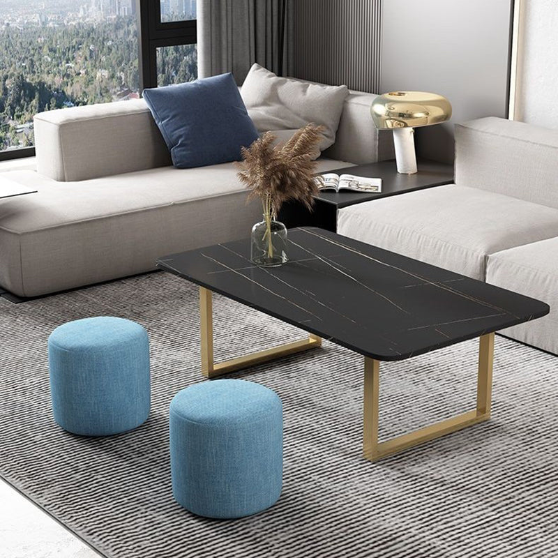 Glam Frame Coffee Table Rectangle Slate Top Coffee Cocktail Table Black Clearhalo 'Coffee & Accent Tables' 'Coffee Tables' 'coffee_tables' 'furn' 'furn_coffee_tables' 'Furniture' 'Living Room Furniture' 6919523