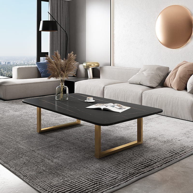 Glam Frame Coffee Table Rectangle Slate Top Coffee Cocktail Table Clearhalo 'Coffee & Accent Tables' 'Coffee Tables' 'coffee_tables' 'furn' 'furn_coffee_tables' 'Furniture' 'Living Room Furniture' 6919525