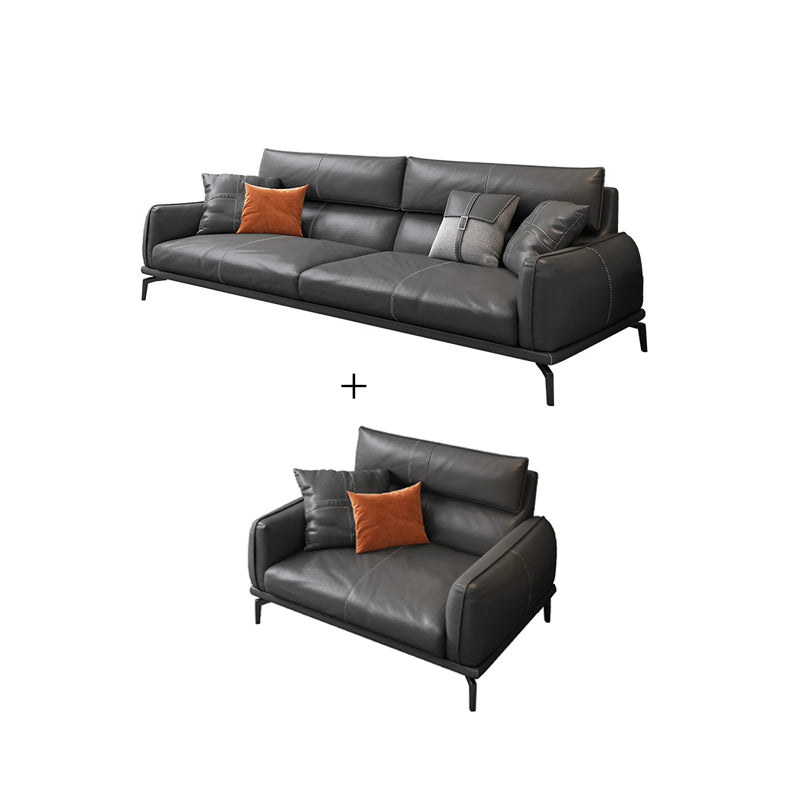 Upscale Grey Sofa with Four Legs Leather Sofa Living Room Seating 1-Seater Sofa with 3-Seater Sofa Faux Leather Clearhalo 'furn' 'furn_sofas' 'Furniture' 'Living Room Furniture' 'Sofa' 'sofas' 6919645