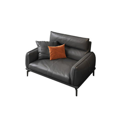 Upscale Grey Sofa with Four Legs Leather Sofa Living Room Seating 1-Seater Sofa Faux Leather Clearhalo 'furn' 'furn_sofas' 'Furniture' 'Living Room Furniture' 'Sofa' 'sofas' 6919654