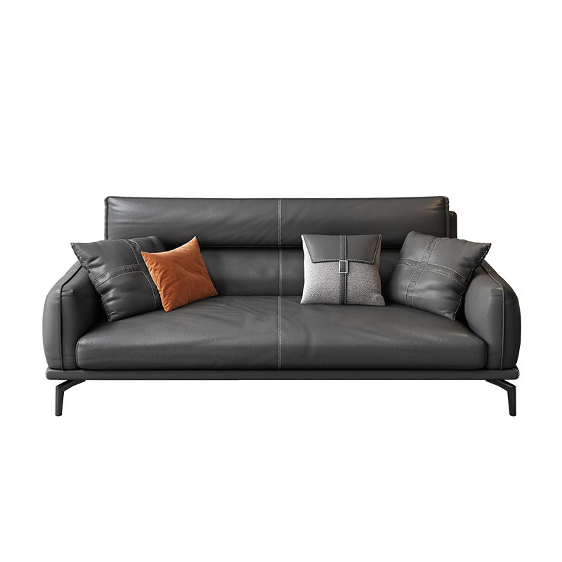 Upscale Grey Sofa with Four Legs Leather Sofa Living Room Seating 2-Seater Sofa Faux Leather Clearhalo 'furn' 'furn_sofas' 'Furniture' 'Living Room Furniture' 'Sofa' 'sofas' 6919656