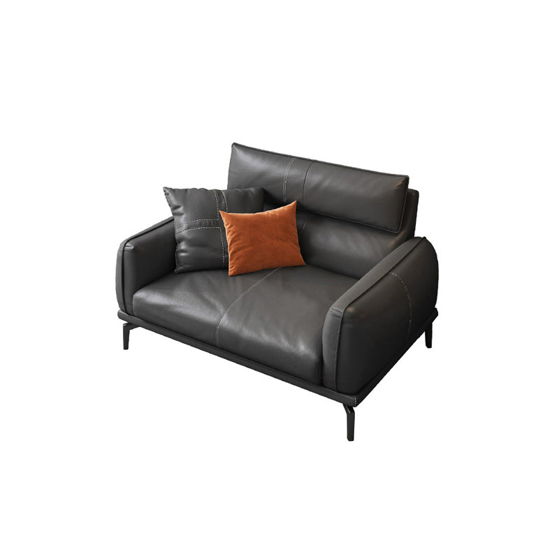 Upscale Grey Sofa with Four Legs Leather Sofa Living Room Seating 1-Seater Sofa Genuine Leather Clearhalo 'furn' 'furn_sofas' 'Furniture' 'Living Room Furniture' 'Sofa' 'sofas' 6919659