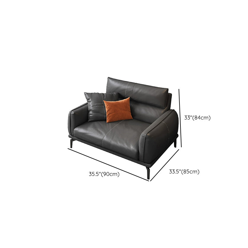 Upscale Grey Sofa with Four Legs Leather Sofa Living Room Seating Clearhalo 'furn' 'furn_sofas' 'Furniture' 'Living Room Furniture' 'Sofa' 'sofas' 6919662