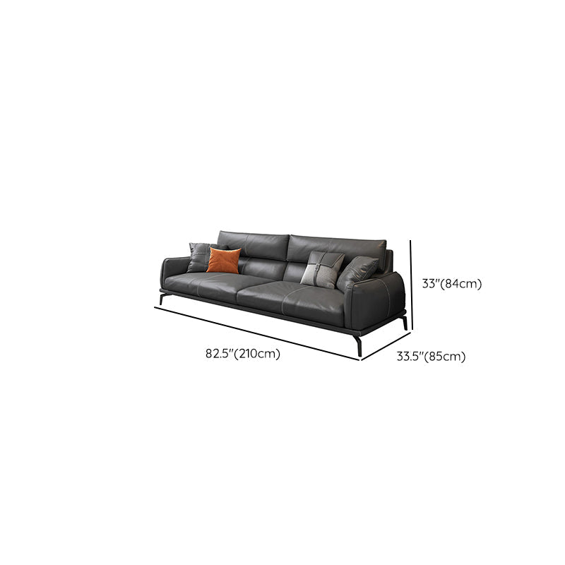 Upscale Grey Sofa with Four Legs Leather Sofa Living Room Seating Clearhalo 'furn' 'furn_sofas' 'Furniture' 'Living Room Furniture' 'Sofa' 'sofas' 6919668