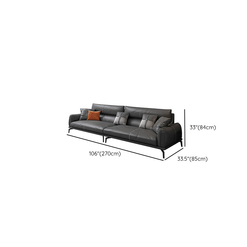 Upscale Grey Sofa with Four Legs Leather Sofa Living Room Seating Clearhalo 'furn' 'furn_sofas' 'Furniture' 'Living Room Furniture' 'Sofa' 'sofas' 6919669