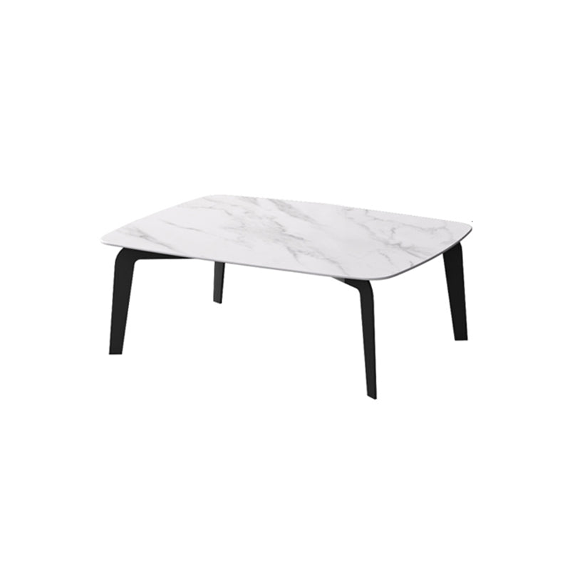 Rectangular Slate 4 Legs Coffee Table 16.5" High Stone 1 Single Cocktail Table 39.5"L x 24"W x 16.5"H White Clearhalo 'Coffee & Accent Tables' 'Coffee Tables' 'coffee_tables' 'furn' 'furn_coffee_tables' 'Furniture' 'Living Room Furniture' 6919732