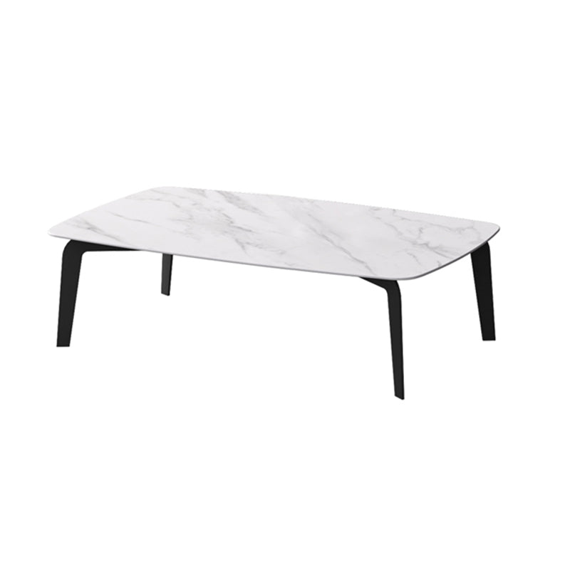 Rectangular Slate 4 Legs Coffee Table 16.5" High Stone 1 Single Cocktail Table 63"L x 31"W x 17"H White Clearhalo 'Coffee & Accent Tables' 'Coffee Tables' 'coffee_tables' 'furn' 'furn_coffee_tables' 'Furniture' 'Living Room Furniture' 6919739