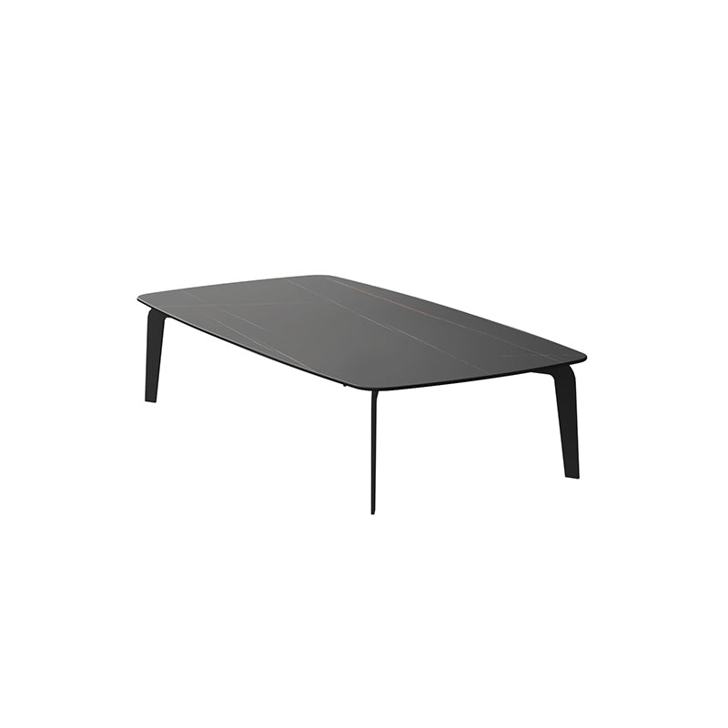 Rectangular Slate 4 Legs Coffee Table 16.5" High Stone 1 Single Cocktail Table 47"L x 24"W x 16.5"H Black Gold Clearhalo 'Coffee & Accent Tables' 'Coffee Tables' 'coffee_tables' 'furn' 'furn_coffee_tables' 'Furniture' 'Living Room Furniture' 6919742
