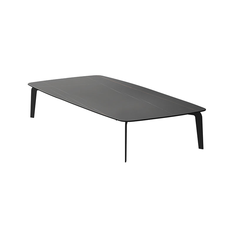 Rectangular Slate 4 Legs Coffee Table 16.5" High Stone 1 Single Cocktail Table 63"L x 31"W x 17"H Black Gold Clearhalo 'Coffee & Accent Tables' 'Coffee Tables' 'coffee_tables' 'furn' 'furn_coffee_tables' 'Furniture' 'Living Room Furniture' 6919746