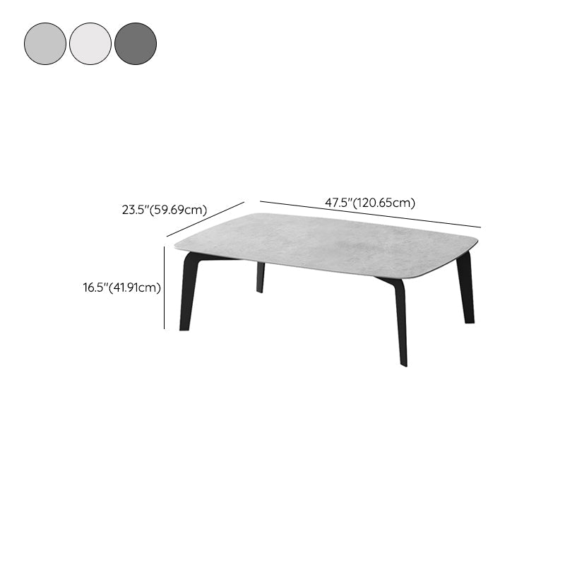 Rectangular Slate 4 Legs Coffee Table 16.5" High Stone 1 Single Cocktail Table Clearhalo 'Coffee & Accent Tables' 'Coffee Tables' 'coffee_tables' 'furn' 'furn_coffee_tables' 'Furniture' 'Living Room Furniture' 6919749