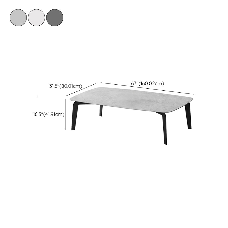 Rectangular Slate 4 Legs Coffee Table 16.5" High Stone 1 Single Cocktail Table Clearhalo 'Coffee & Accent Tables' 'Coffee Tables' 'coffee_tables' 'furn' 'furn_coffee_tables' 'Furniture' 'Living Room Furniture' 6919753
