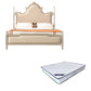 Cadre de lit rembourré en bois massif victorien beige standard avec garniture