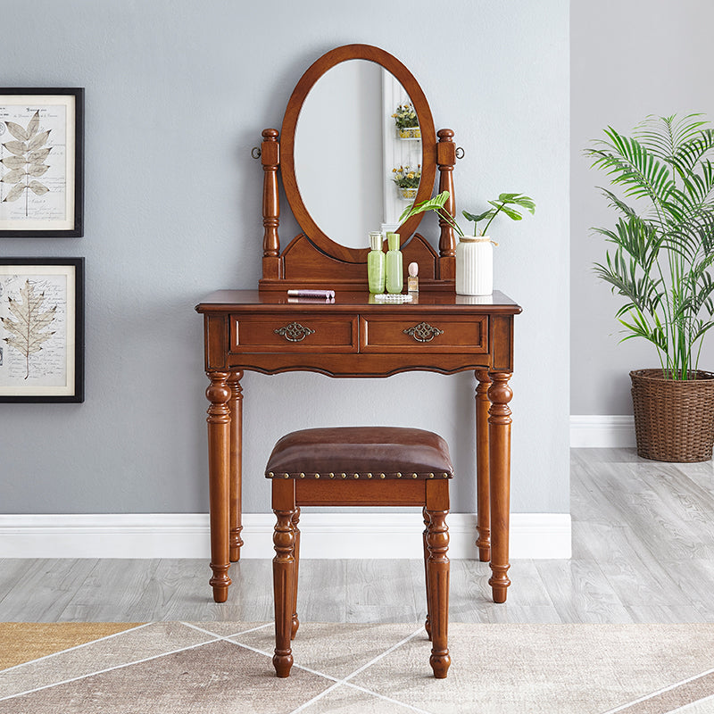 Taburete de tocador tradicional juego de tocador de madera para dormitorio