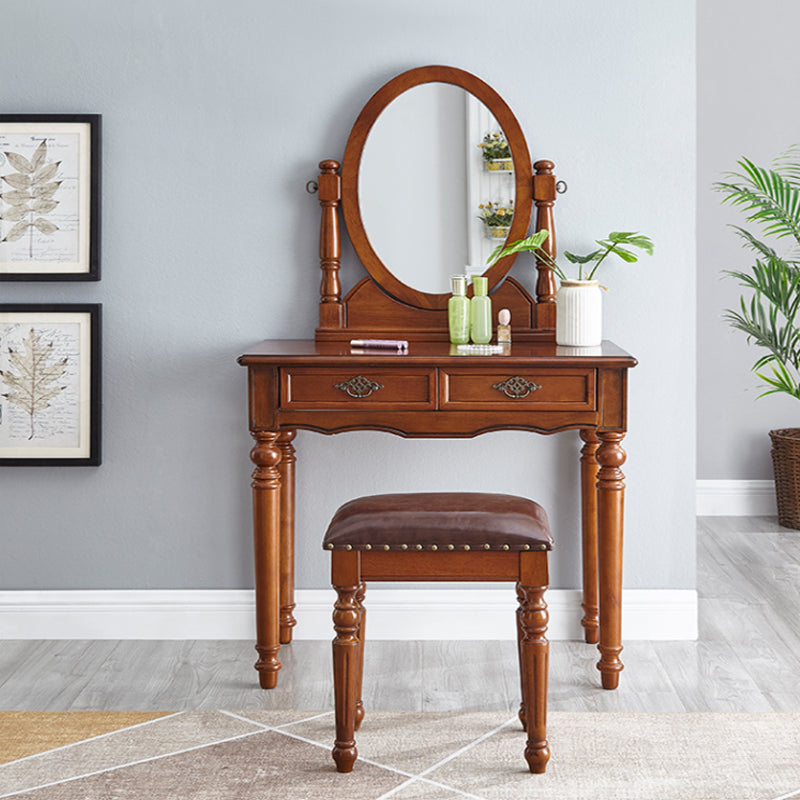 Taburete de tocador tradicional juego de tocador de madera para dormitorio